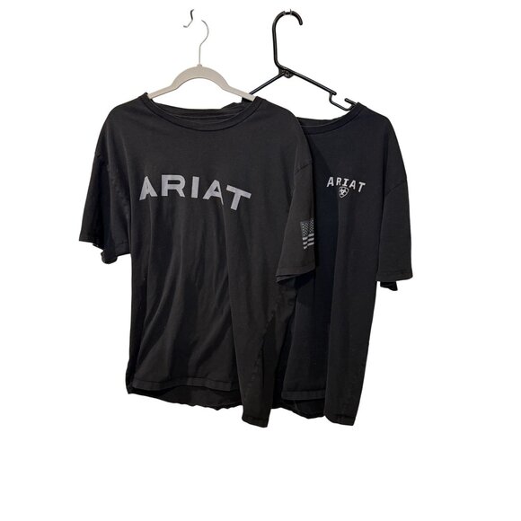 Ariat Other - 2 Ariat Mens Black Graphic T-Shirt XL Cotton Patriotic Flag Sleeve Logo Casual